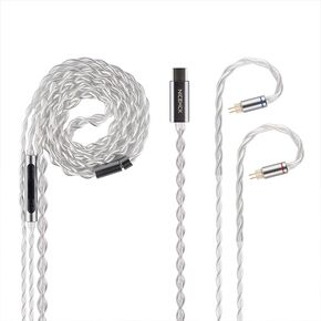 كابل SP4 USB C IEM مع ميكروفون: CX31993 كابل فك تشفير الشريحة من النوع C داخل الأذن مع ميكروفون، 4 خيوط OFC + مطلي بالفضة OFC كابل ترقية سماعة الأذن الفضية المختلطة 2 دبوس كابل سماعة الرأس in Kuwait