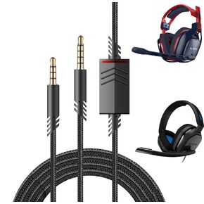 كابل سلك بديل لسماعات Astro A40 مع كابل صوت مدمج بزر كتم الصوت لسماعات ألعاب Astro A10/A40/A40TR، متوافق مع وحدة تحكم PS5/PS4 (أسود مضفر)