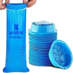 Vomit Bags Disposable, 25 Pack Original Authentic Barf Bags Disposable for Adults, Kids, Throw Up Bags, Super Effective for Motion Sickness, 1000 ml Puke Bags Disposable