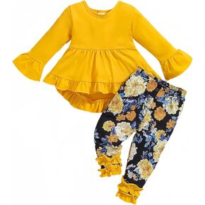 Baby Girl Clothes Infant Toddler Girl Outfit Long Sleeve Shirts Top Rufffle Pants Little Girls Clothes