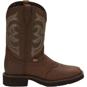 Justin Women's Inji Western Boot Wide Square Toe Distressed Brown