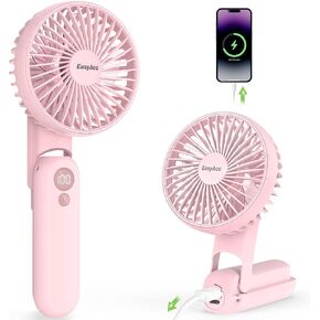 EasyAcc 3 IN 1 Hand Fan,Portable Fan for Travel,5000 Battery Handhedl Fan [Ultra Quiet Powerful]-5 Speeds/Backup Power/SOS Light/Digital Display/Lanyard- for Travel/Cruise/Summer/Concerts/Lash Black
