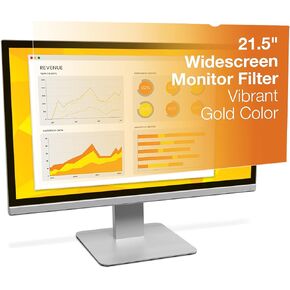 3M Gold Privacy Filter for 21.5 Inch Widescreen Monitor, Reversible Gold/Black, Reduces Blue Light, Increased Clarity, Screen Protection, 16:9 Aspect Ratio (GF215W9B)