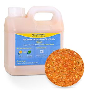 Desiccant Beads – 6.5 LBS Silica Beads with Orange Indicating Silica Gel, Premium Silica Gel Beads 3-5mm Industry Standard, Rechargeable Desiccant Used for 3D Filament, Electronic Tool, Safe