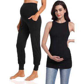 V VOCNI Maternity Joggers Bundle Maternity Tank Top