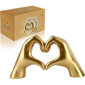 Heart Hands Sculpture for Living Room Decor,Plated Blue Decor Love Finger Statue for Boho Wedding Decorations,Heart Gesture Ornaments Home Decor for Shelves,Console Decor 2Pcs