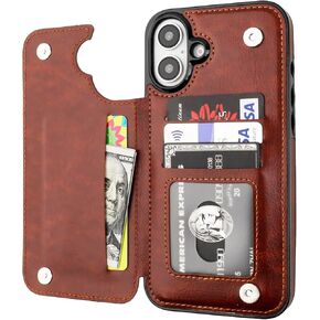ONETOP for iPhone 16 Plus Wallet Case with Credit Card Holder,Black | Kickstand,ID/Cash Holder,Case Wallet with Card Slots,Double Magnetic Clasp,Durable PU Leather Shockproof Cover for Women Men in Saudi Arabia