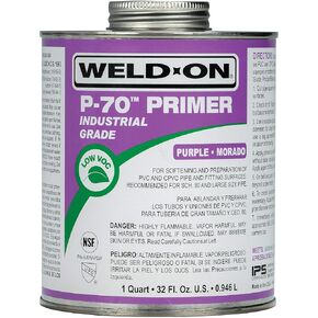 Weld-On 10227 P-70 مادة تمهيدية غير هيكلية من مادة PVC/CPVC من الدرجة الصناعية - سريعة المفعول ومنخفضة المركبات العضوية المتطايرة، أرجواني، 1/2 باينت (8 أونصة سائلة)