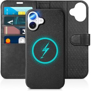 TUCCH Case Wallet for iPhone 16 Pro Max, [Detachable] Kickstand RFID Blocking 4 Card Slot Shockproof TPU Interior Case, PU Leather Removable Flip Cover Compatible with iPhone 16 Pro Max 5G, Black