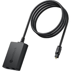 Neoteck 1 in 2 Out Optical Cable Splitter Chip,1 in 2 Out Toslink Splitter with 1M Optical Fiber Cable Supports PCM2.0/DTS/Dolby-AC3 for HD TV, Bar Sound and Headphones