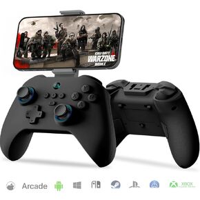 arVin Gamepad Controller for iPhone/iOS/Android/Switch/PS4/PC - with Phone Holder/Turbo/Macro/6-Axis Gyro/Motor/Hall Joystick for iPhone 15/14/13/Galaxy S24/23/22/Call of Duty warzone Mobile/Genshin
