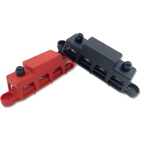12V Power Distribution Block 250A Bus Bar with 4 x 5/16" Studs Marine Battery Busbar Terminal Block for Automotive, Car, Boat, Solar Wiring - Positive&Negative