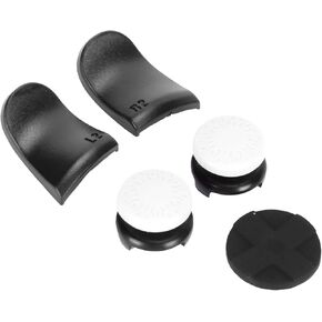 5in 1 Thumb Stick Grip Key, Colorful Silicone Accessories Replacement Thumb Grips with Joystick Cover L1 R2 Extender for PS5 Controller (White)