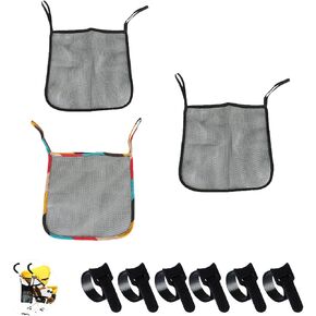 3 Pack Stroller Sling Mesh Bag Back Hanging Extra Storage Organizer Handle Bar Attachment Net Pouch for Kids Wagon Pushchair Pram Car Seat Umbrella Water Bottle Diaper Bag Phone Snacks