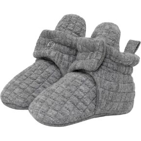Robeez Baby Girls and Boys Crib Cotton Snap Booties with Slip-Resistant Soles for Infant and Toddler, 0-18 Months