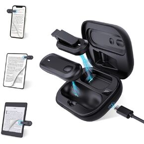 Page Turner for Kindle Paperwhite,Camera Video Recording Remote Triggers with Charging Case, Remote Control Page Turner for Phones & iPad Ebook Reading,Wireless Clicker for Kindle Accessorie(Black)