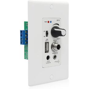 In Wall Audio Control Amplifier Receiver Compatible with Bluetooth 2 Channel Wall Plate with USB Microphone Aux (3.5mm) Input 120W for Sound Systems Home Theater Integration