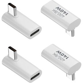 90 Degree Right Angle USB C Adapter, 40Gbps 140W 90 Degree USB C Male to Female Connector Extender Suitable for 8K@60Hz for MacBook, iMac, iPad, Tablet, Phones and More. (4 Pack)