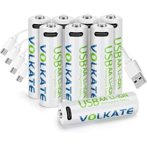4000mWh Lithium AA Batteries 4 Pack, Rechargeable 1.5V USB Double A Size Li-ion Battery with 4-in-1 USB-C Charging Cable, 2H Fast Charging, 1200 Cycles, for Blink Outdoor Camera