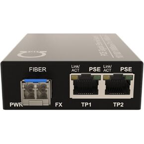 2 PoE Port Gigabit PoE/PoE+ Single Mode LC 1310nm Fiber Media Converter - Supplies IEEE 802.3 PoE & PoE+ PSE Power Over Ethernet & Extends over Singlemode Fiber with PoE PSE Support up 20km (12.42 Mi)