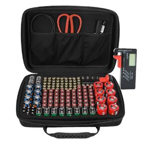 ShellKingdom Battery Organizer Storage Case with Tester, Battery Vault Case Hard Fireproof Waterproof Holder Box, Battery Organizer Holds 161 Batteries for AAA AA 9V C and D Size (Battery Bag)