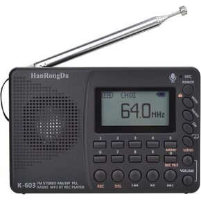 Shortwave Radio, AM FM Digital Radio, Rechargeable Radio Support Recording, Backlight LCD Display, Sleep Timer, Bass Speaker and TF Socket