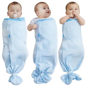 GROWNSY Baby Swaddle Sack, 0-6 Months Newborn Swaddle Blanket Wrap with Small Wing, Transitional Swaddle Baby Sleep Sack, 100% Cotton, Helps to Reduce Startle Reflex, Blue, 1 Pack