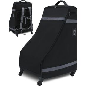 Car Seat Bag Backpack with Wheels for Air Travel Extra Large Padded Carseat Cover Carrier for Airplane Water-resistant Black Airport Gate Check Bag for Infant Convertible Booster Car Seat Accessories