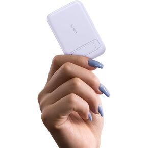 EMNT Mini Magnetic Portable Charger, 5200mAh External Battery Pack with Built-in Cable, and Foldable Stand, Power Bank for iPhone 14/13/12/11 Pro/Pro