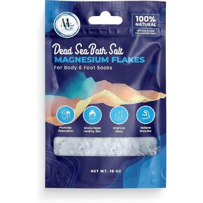 Dead Sea Magnesium Chloride Flakes – 18oz Travel Bag Dead Sea Magnesium Chloride Flakes Bath, Spa, Shower –More Minerals Then Epsom-Pure and Natural Bath Salt for Foot Soak