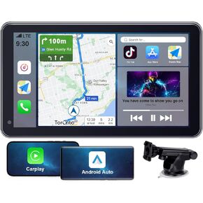 Carplay for Apple Portable Car Screen: Easy Setup 7 Inch Android Auto - Wireless Car Play Touchscreen with GPS Navigation,Bluetooth, FM,Mirror Link,Siri
