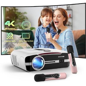 Auto Focus/Keystone 4K Projector Home Theater Karaoke with WiFi6 and Bluetooth 5.2, Smart Daylight Outdoor Movie Projector, 1200ANSI High Brightness Android TV Projector Utra HD Video Gaming Party
