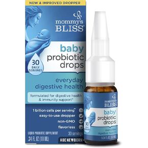 Mommy's Bliss Baby Probiotic Drops, Daily Gas, Constipation and Colic Symptom Relief + Immune Support, Newborns & Up, 0.34 Fl Oz (30 Servings), Pack of 2