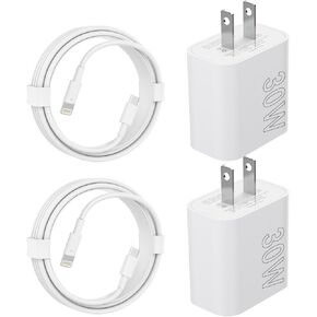 30W iPhone USB C Charger, 2 Pack USB C Wall Fast Charger Adapter with 2 Pack 6FT Type C to Lightning Cable for iPhone 14 13 12 11 Pro Max XR XS X,iPad