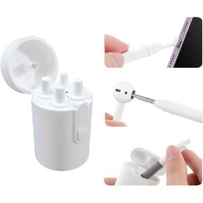 Cleaner Kit for AirPods, 4-in-1 Multi-Function Airpod Cleaning Kit with Soft Brush Flocking Sponge for Phone Charging Port, Headphones, Earpods, Earbuds, Earphones, Laptop and Camera, White