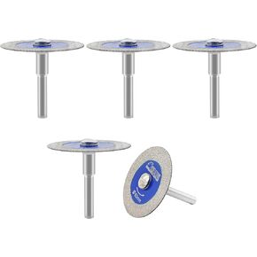 SHDIATOOL Diamond Glass Cutting Disc, 50mm(2-inch) Mini Diamond Saw Blades with 6mm Shank for Tile Ceramic Porcelain Marble Granite Artificial Stone on Drill Machine Pack of 5