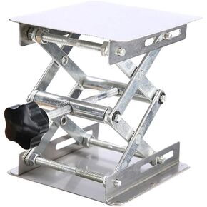 Lab Jack Scissor Stand Platform, Stainless Steel Router Lift Lifting Platform Stand Lifter Lab Lift Stand Table for Router Bench Table Woodworking, Adjustable Height 45mm~150mm (Silver)