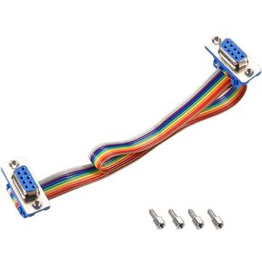 uxcell IDC Rainbow Wire Flat Ribbon Cable DB9 Female to DB9 Female Connector 2.54mm Pitch 11.8inch Length