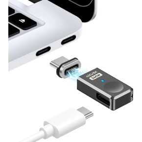 Magnetic USB C Adapter Straight, Side Port USB C Magnetic Adapter 240W 24 Pins with USB4 40Gbps 8K 60Hz for Thunderbolt 3/4, MacBook Pro/Air, Swtich and More Type C Devices, Black