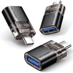 JSAUX USB C to USB Adapter [3 Pack], USB C Male to USB Female Adapter 3.0, USB to Type C Adapter Compatible with MacBook Pro/Air, iPhone 15, Samsung Galaxy S24/S23/S22/S21, All USB C Devices-Black