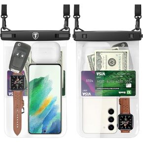 حافظة هاتف مقاومة للماء مزدوجة المساحة لهاتف Motorola Moto G Stylus G Power G 5G G Pure G Play Edge، 8.5 بوصة حامل هاتف كبير تحت الماء حقيبة جافة للهاتف المحمول لقضاء العطلات، عبوتان، شفاف