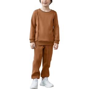 Arshiner Boys Round Neck Long Sleeve Sweatshirt and Pants Set Fall Winter Clothes Toddler Boy 2 Piece Thick Outfits