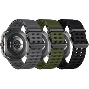 3-Pack Sport Band Compatible with Samsung Galaxy Watch Ultra Bands 47mm, No Gap Breathable Soft Silicone Ocean Waterproof Marine Galaxy Ultra Bands for Women Men