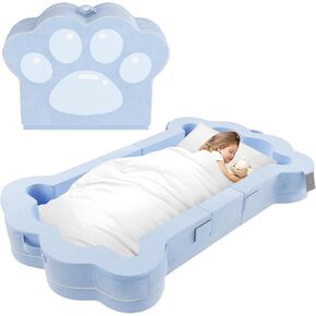 Portable Toddler Bed,Toddler Floor Bed for Toddlers,Foldable Toddler Travel Bed for 1-5 Kids,Soft,Safe and Washable (Grey)