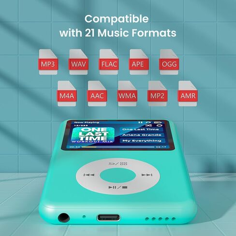 128G Mp3 Player with Bluetooth, 2.4" Portable Mini HiFi Sound Bluetooth Walkman Best Choice for 2024 (Turquoise) in Saudi Arabia