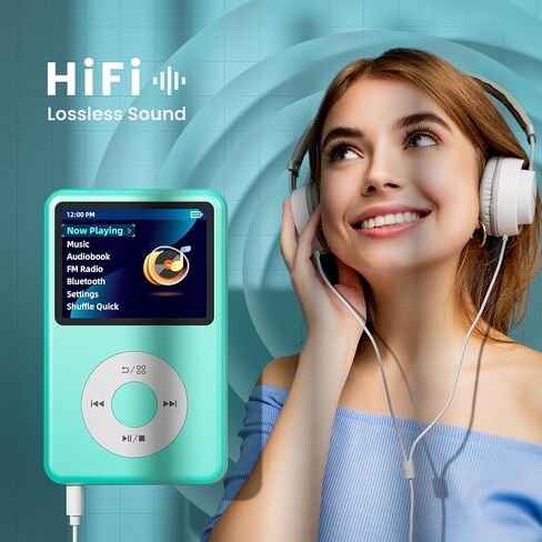 128G Mp3 Player with Bluetooth, 2.4" Portable Mini HiFi Sound Bluetooth Walkman Best Choice for 2024 (Turquoise) in Saudi Arabia