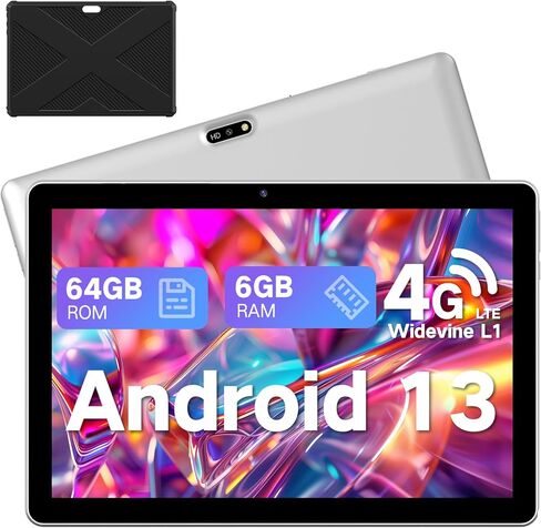 تابلت 10.1 بوصة أندرويد 13، 2024 تابلت خلوي مع فتحة بطاقة SIM، تابلت وهاتف 4G LTE (إجراء المكالمات)، G+G HD IPS، تابلت مع حافظة، 6 جيجابايت + 64 جيجابايت، دعم 1 تيرابايت، 5 ميجابكسل + 8 ميجابكسل نظام تحديد المواقع 5G واي فاي in Kuwait