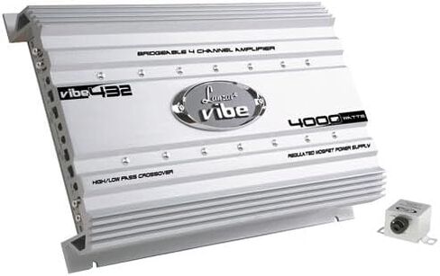 مضخم صوت للسيارة Lanzar Vibe 4000W 4-Ch - عمليات انتقال متغيرة، دائرة تعزيز الجهير | مضخم صوت Mosfet، مدخل RCA، التحكم في جهير مضخم الصوت، مضخم الطاقة، مؤشر LED، إلكترونيات السيارة in Kuwait