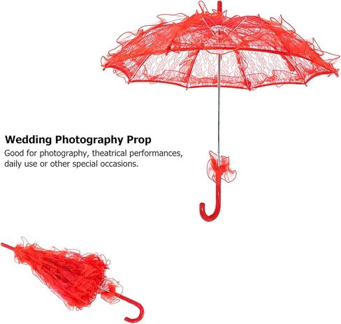 دعامة تصوير حفل زفاف، أنيقة وعصرية مقاس 19.73.92.4 بوصة لتزيين الاحتفالات ومظلة من الدانتيل ومظلة زفاف، لكشك الصور (أحمر) in Kuwait