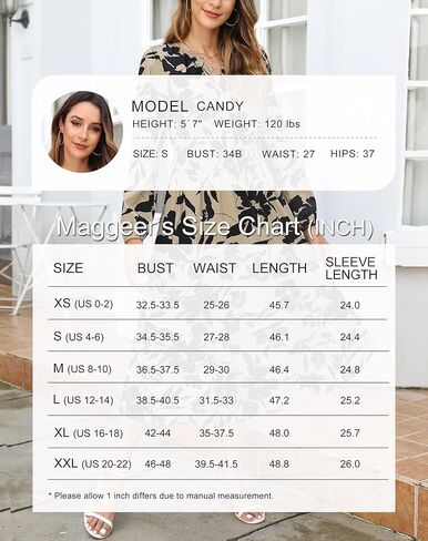 فستان Maggeer النسائي للخريف بخصر مكشكش متوسط ​​الطول مع جيوب زهور بوهو انسيابي لحفلات الزفاف على شكل حرف A وأكمام طويلة in Kuwait